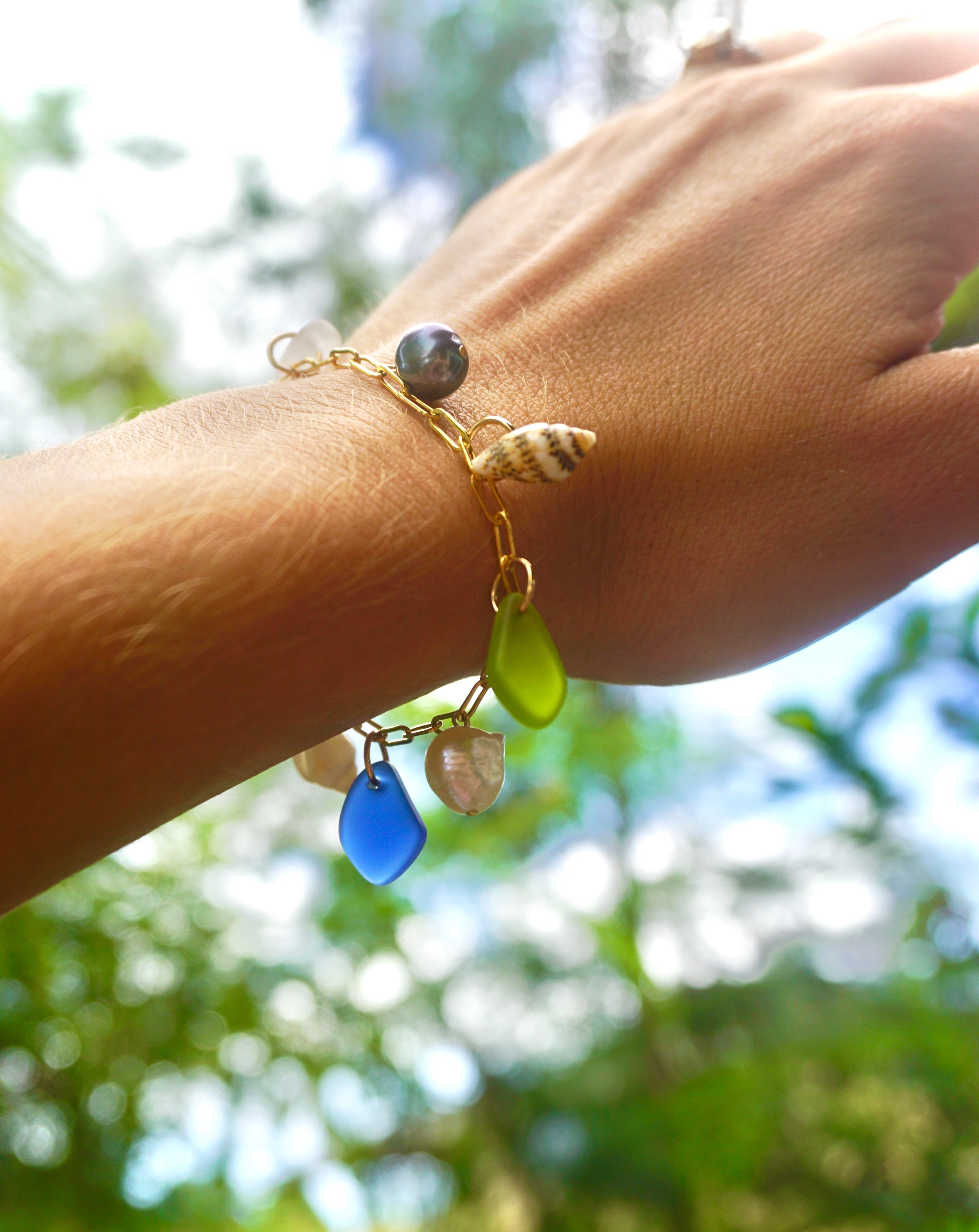 Sea glass charm bracelet top
